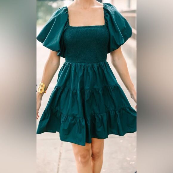 Entro Working With It Emerald Green Mini Dress Size Small - Picture 4 of 14